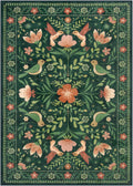 Moynesa Boho Bird 5x7 Area Rug - Washable Green Vintage Accent