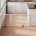 White 18-55ft Wide Pet Gate - Foldable Bamboo Freestanding Gate