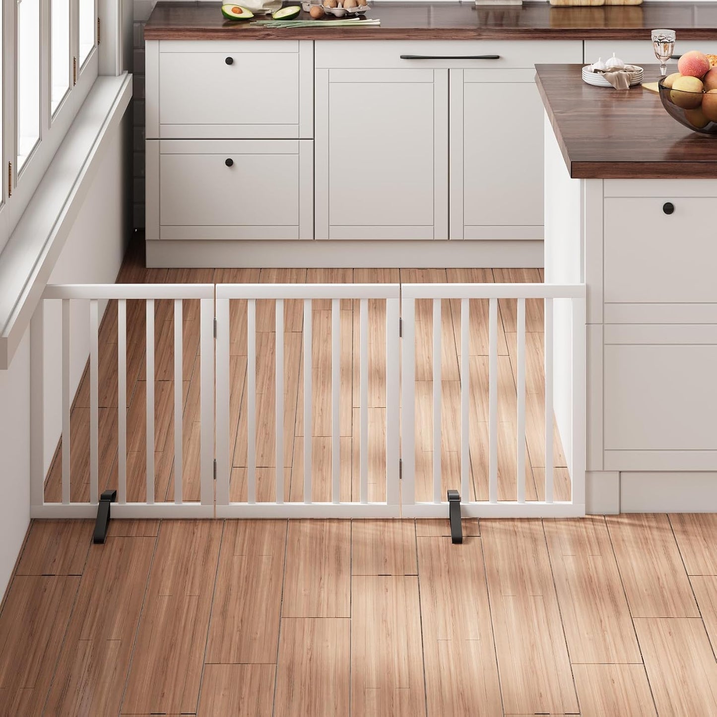 Stylish 24in Bamboo Dog Gate for Indoor Use, Foldable Design