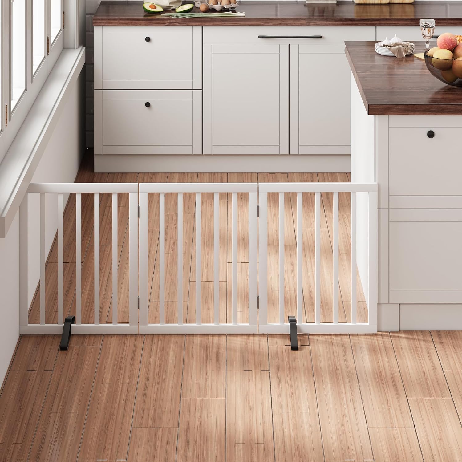 Stylish 24in Bamboo Dog Gate for Indoor Use, Foldable Design