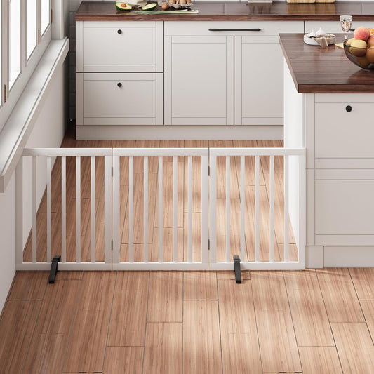 Stylish 24in Bamboo Dog Gate for Indoor Use, Foldable Design