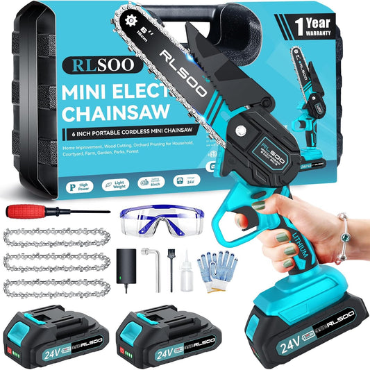 Mini Chainsaw Cordless, 6 Inch Electric Chain Saw for Garden