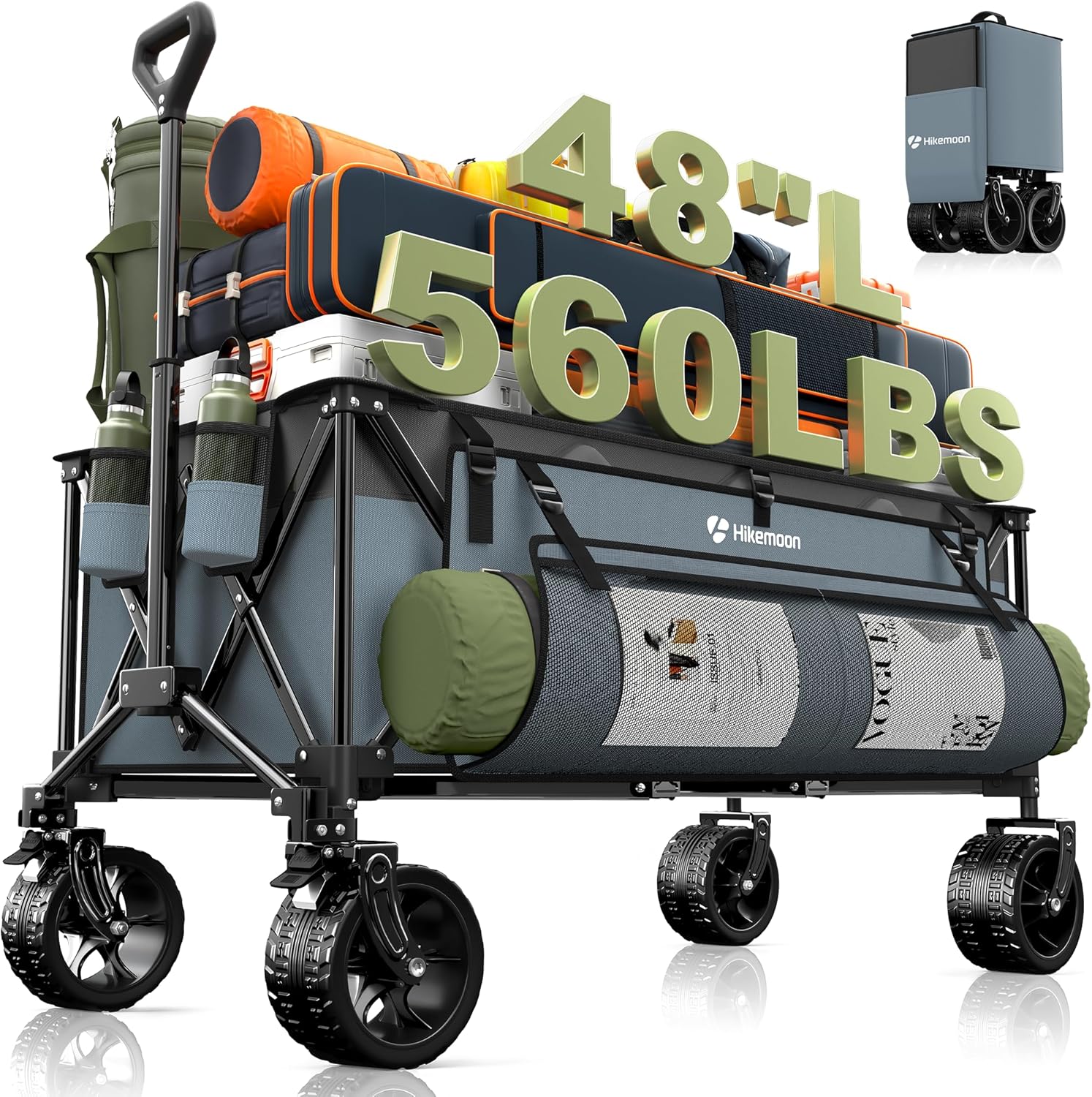 300L Extra Large Collapsible Beach Wagon with All-Terrain Wheels