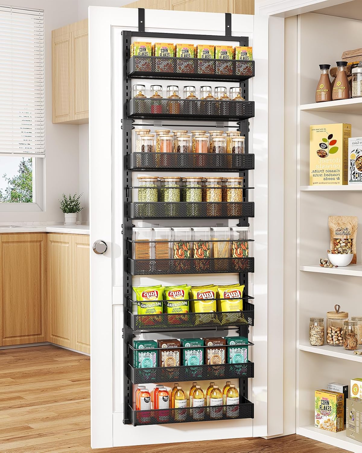Over the Door Pantry Organizer - 8 Tier Adjustable Storage Rack