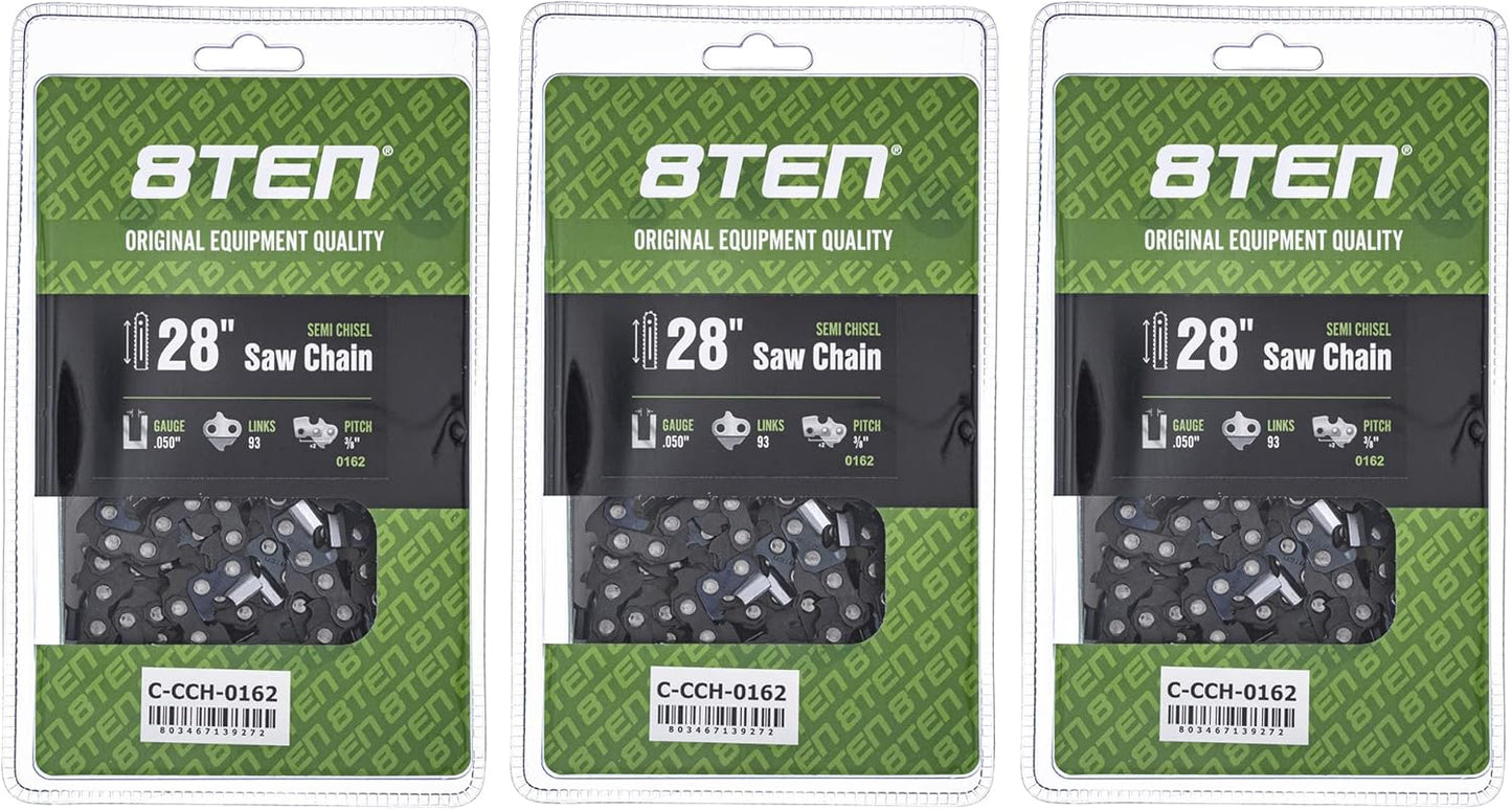 8TEN Semi Chisel Chainsaw Chain 28 Inch for Echo and Husqvarna