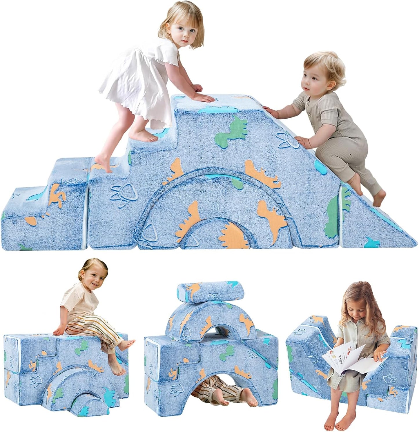 MeMoreCool Foam Climbing Toddler Couch with Slide & Stair Fun