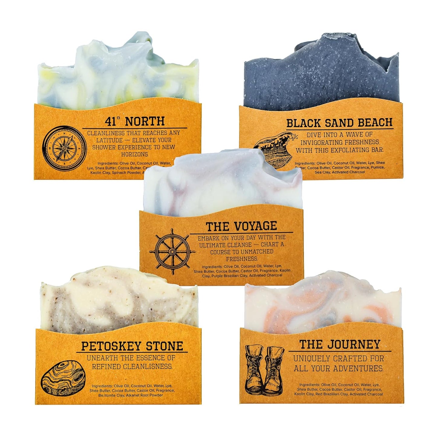 CompassSoap Natural Soap for Men - Exfoliating Gift Set