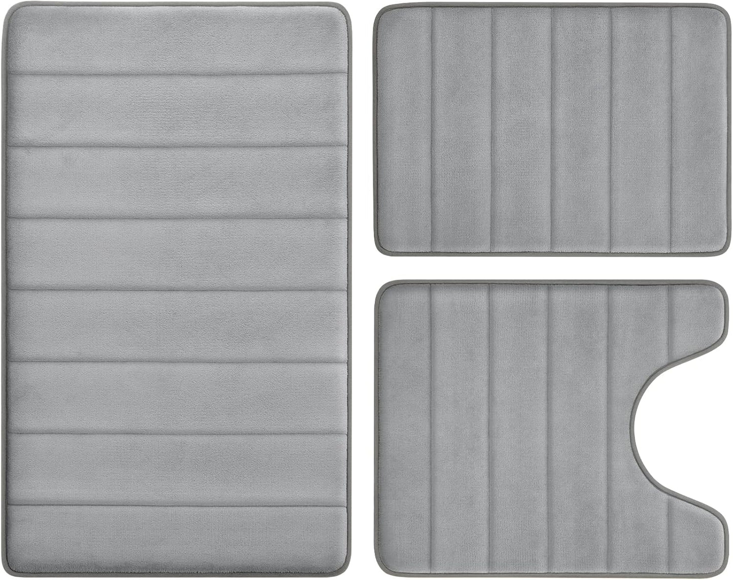 BYSURE Grey Memory Foam Bathroom Rug Set for Ultimate Comfort