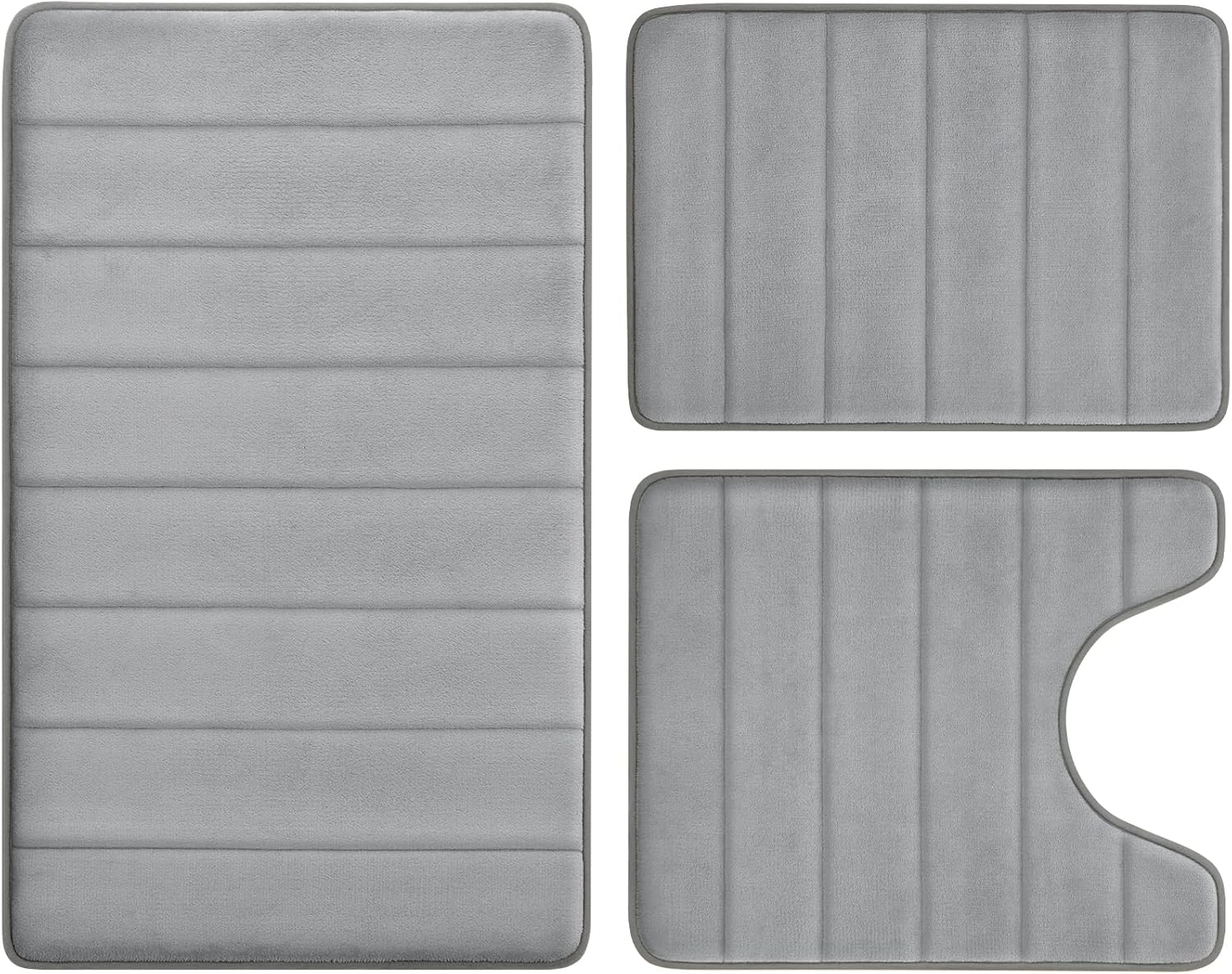 BYSURE Grey Memory Foam Bathroom Rug Set for Ultimate Comfort