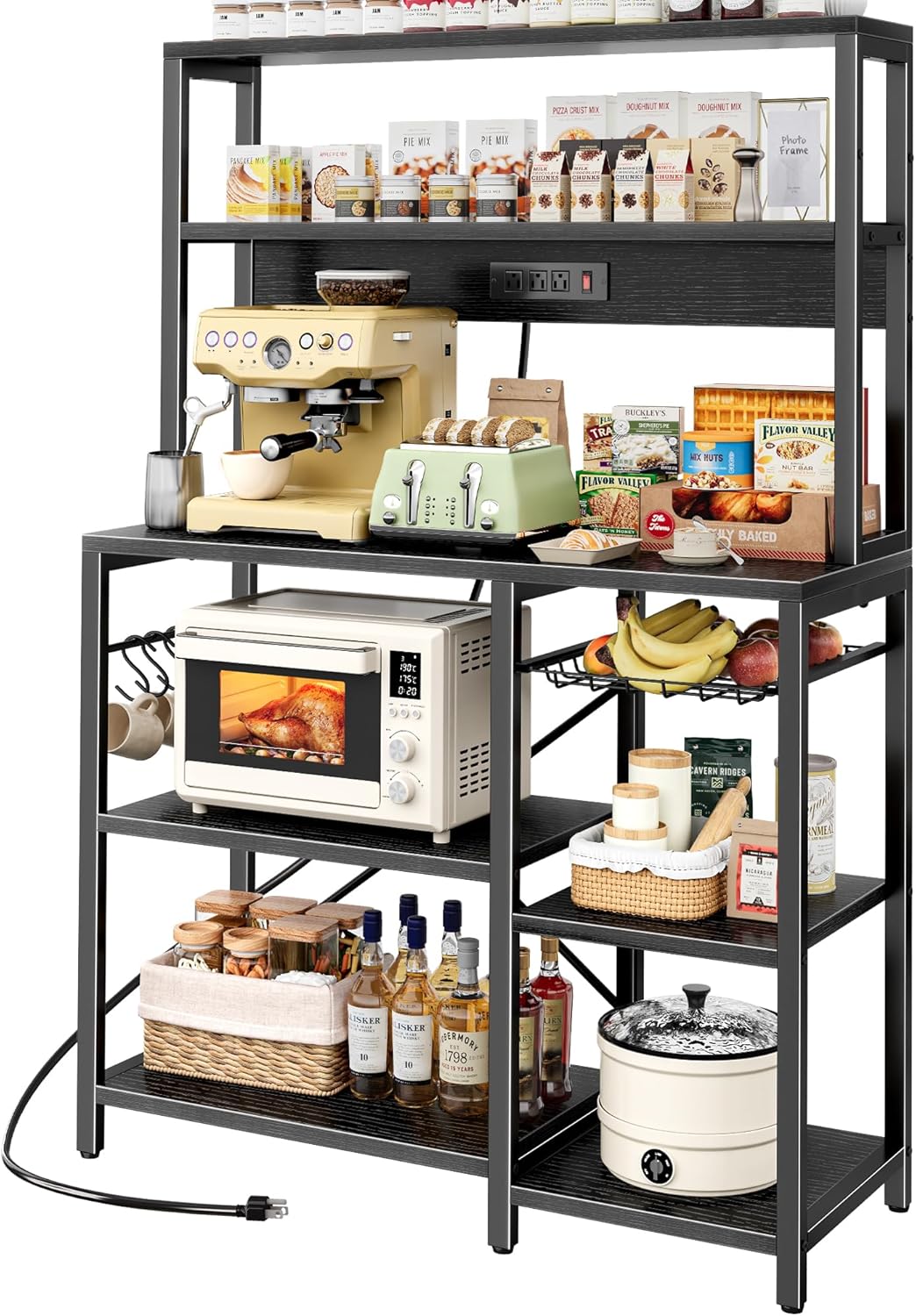 SUPERJARE Bakers Rack with Power Outlet for Kitchen Storage
