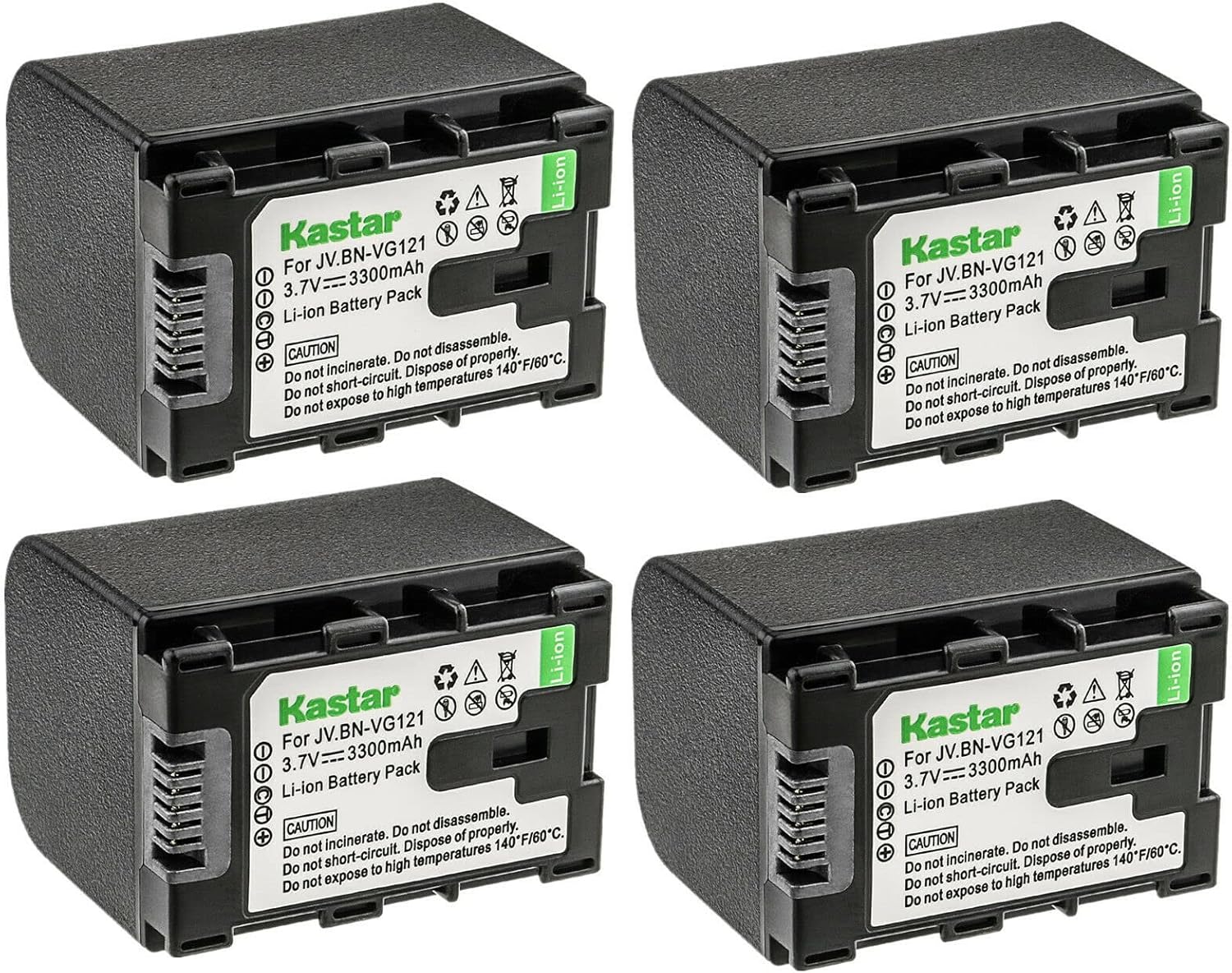 Kastar BN-VG121 Battery 4-Pack for JVC GZ-E Series Cameras
