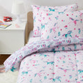 Kids' Reversible Comforter Set with Unicorns and Rainbows Design