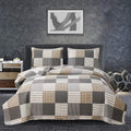 Plaid Quilt Set Queen Size Bedspread & Coverlet - Lightweight