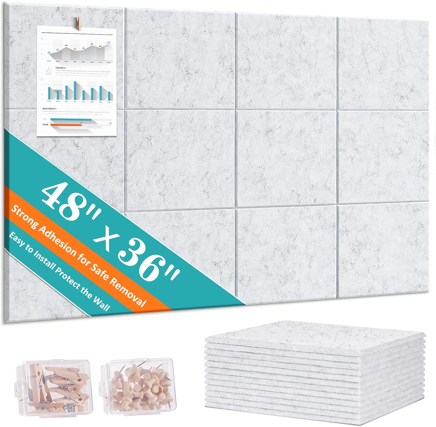 Large Cork Board for Walls - Versatile Felt Wall Tiles Set