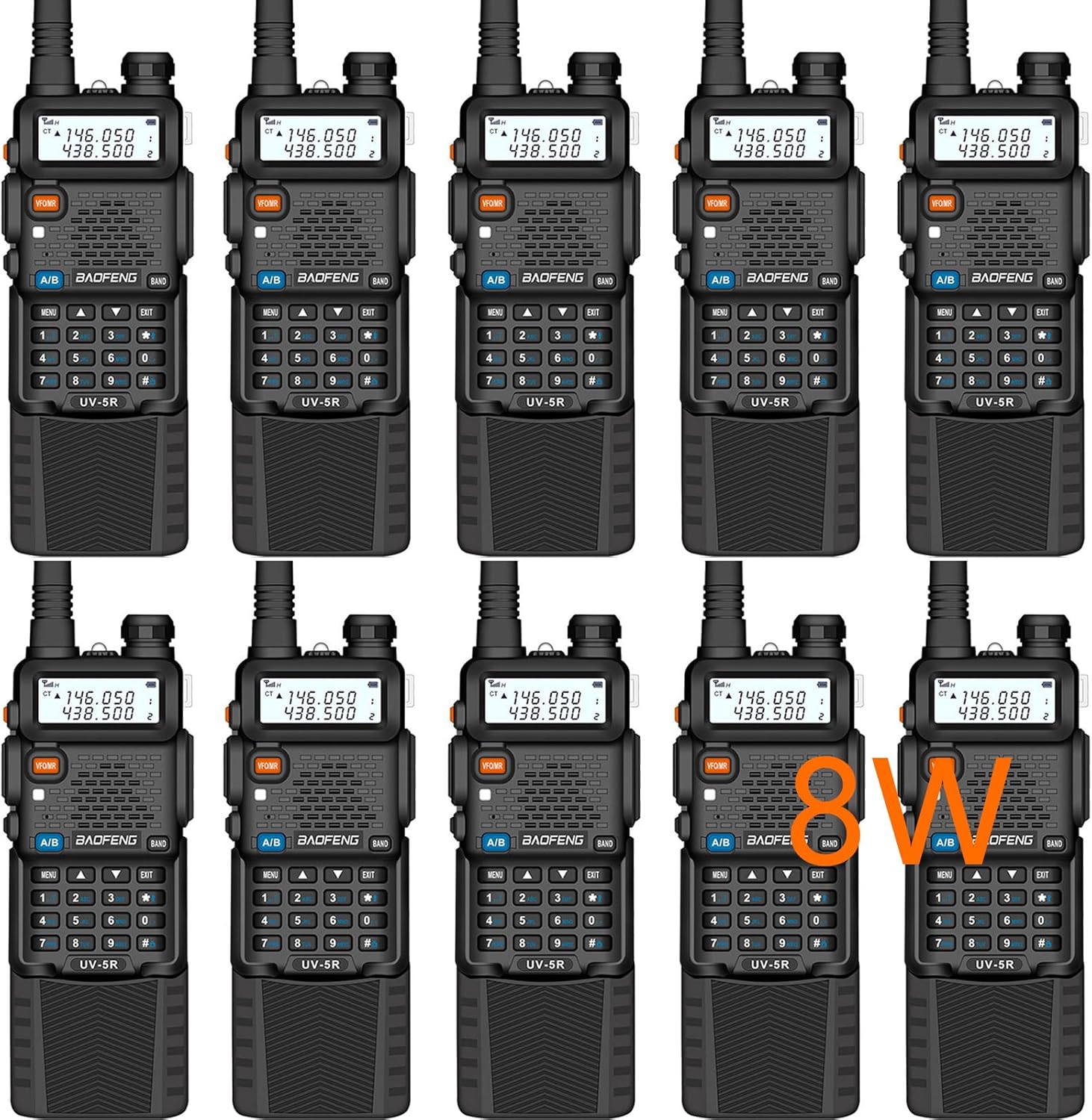 Baofeng UV-5R Dual Band Two Way Radio Pack of 10 for Teams