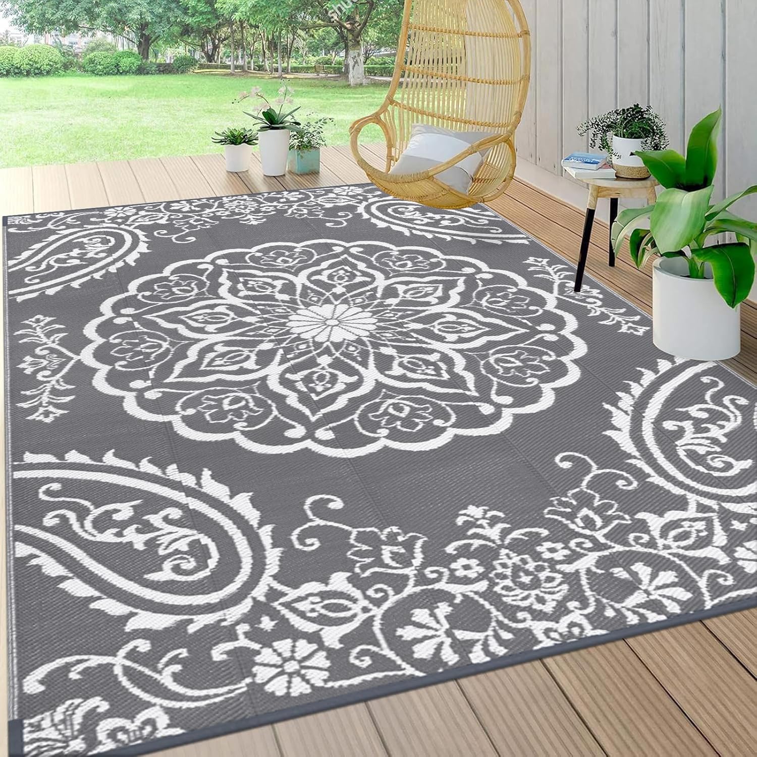 Pauwer Waterproof Outdoor Rug 6x9 for Patio and Camping