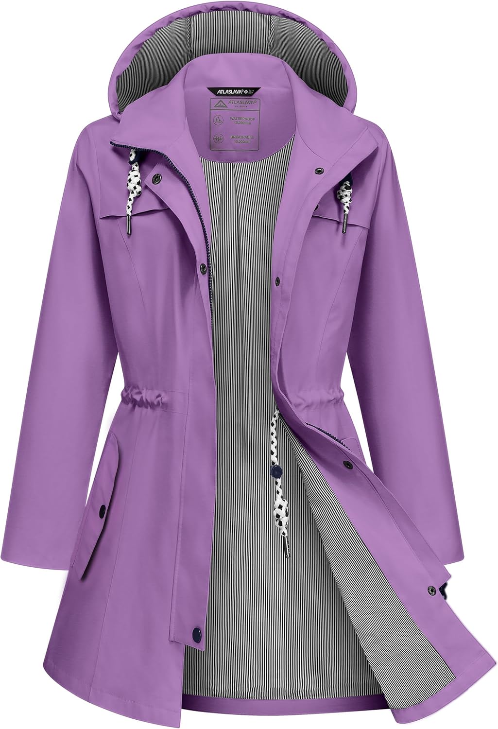 Waterproof Long Lightweight Rain Jacket for Women Outdoor Use