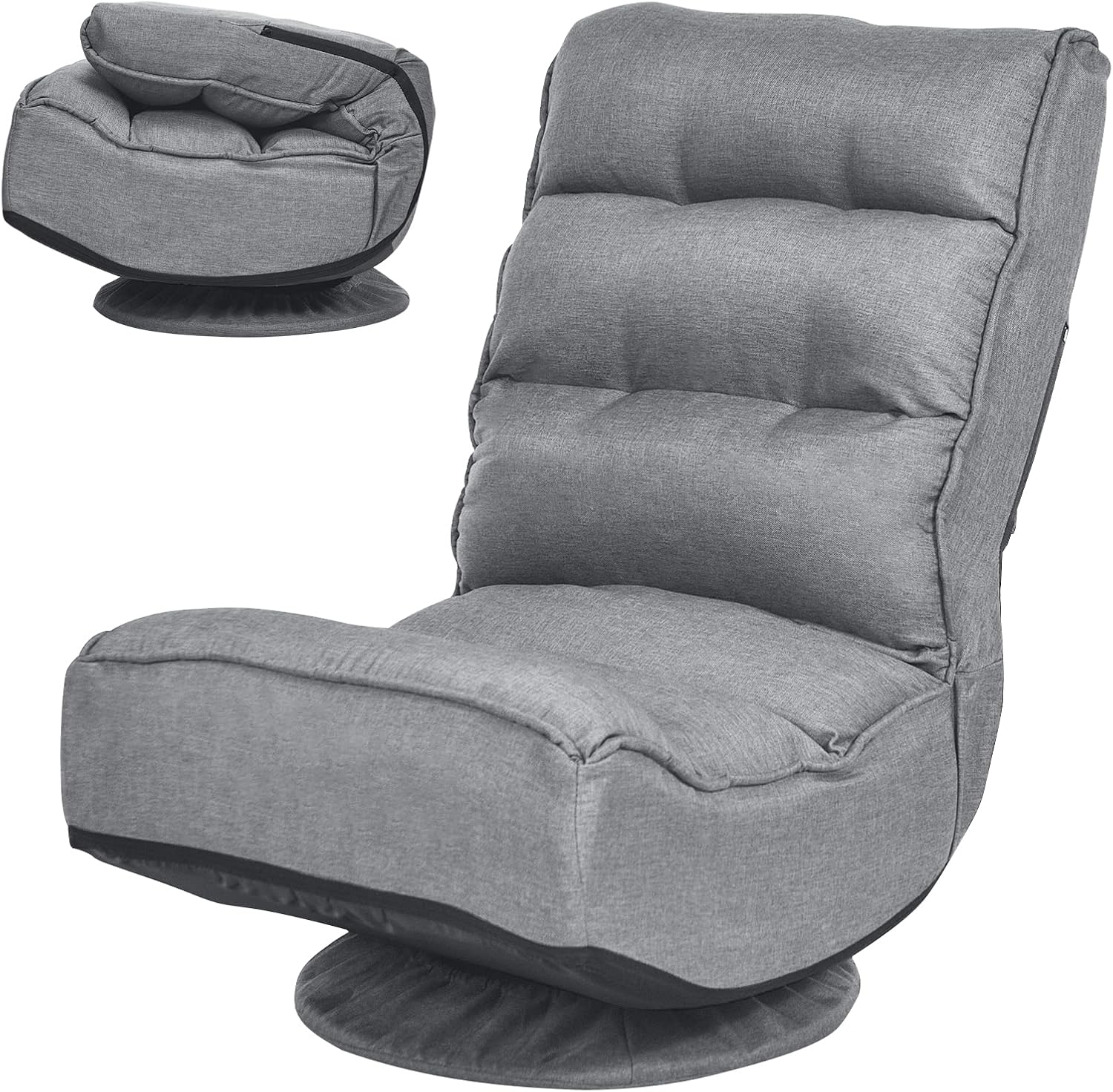 COSTWAY Adjustable 5-Position Gaming Chair - Swivel, Padded Backrest, Grey
