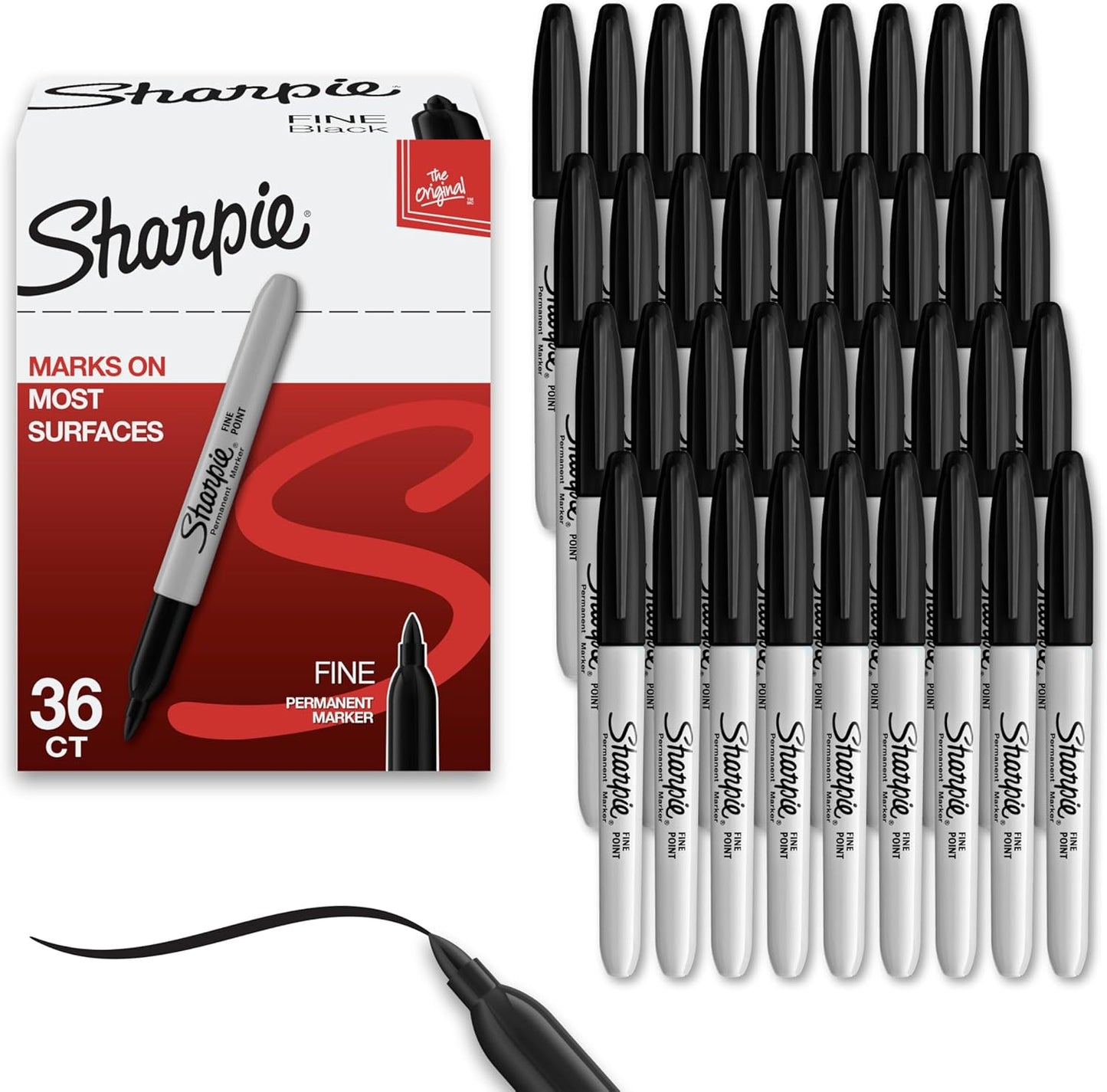36 Count Black Sharpie Fine Tip Markers - Perfect for Plastic, Metal, Wood
