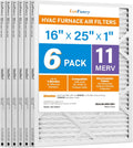 16x25x1 Air Filter MERV 11 Pet Smoke Allergens Defense - 6-Pack