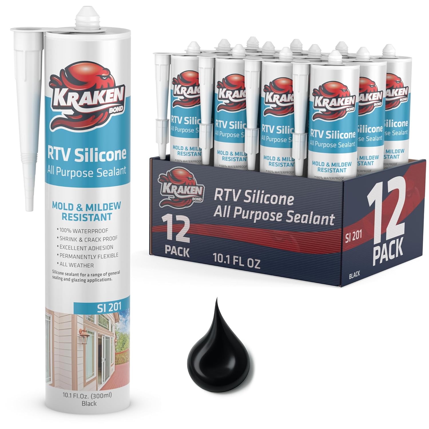 Kraken Bond Black Silicone Sealant Waterproof for All Uses