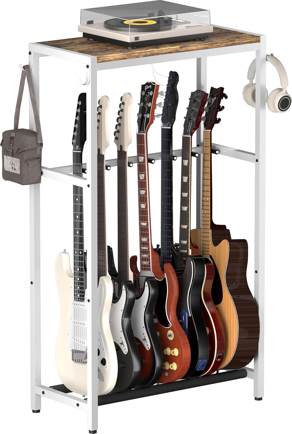 Guitar Stand with Storage Shelf for Multiple Instruments Display