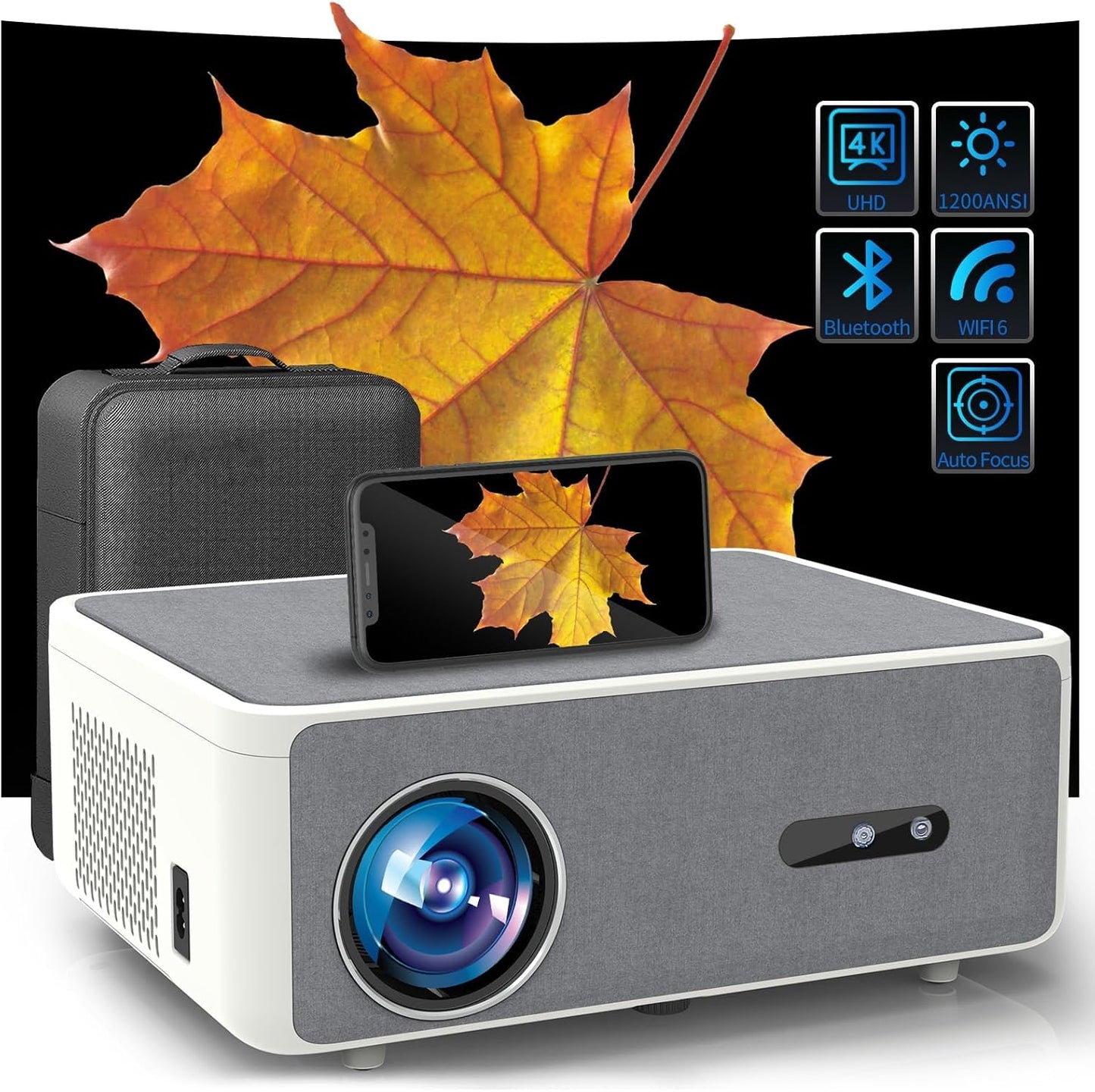 DIPIKPRJ 4K Outdoor Projector: Auto Focus, WiFi, Bluetooth, 1300 ANSI, Dust-Proof