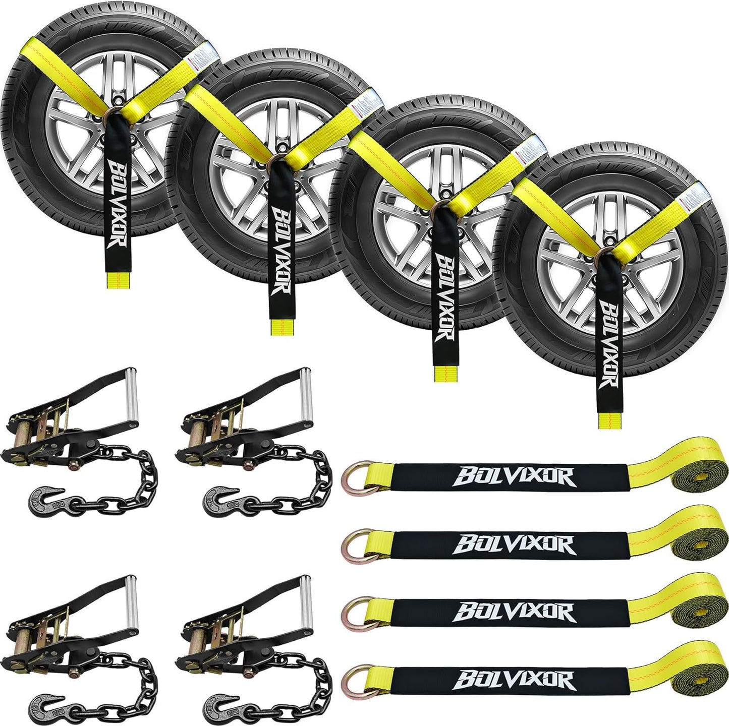 4 Pack Car Tie Down Straps for Trailers - Heavy Duty 9900LBS