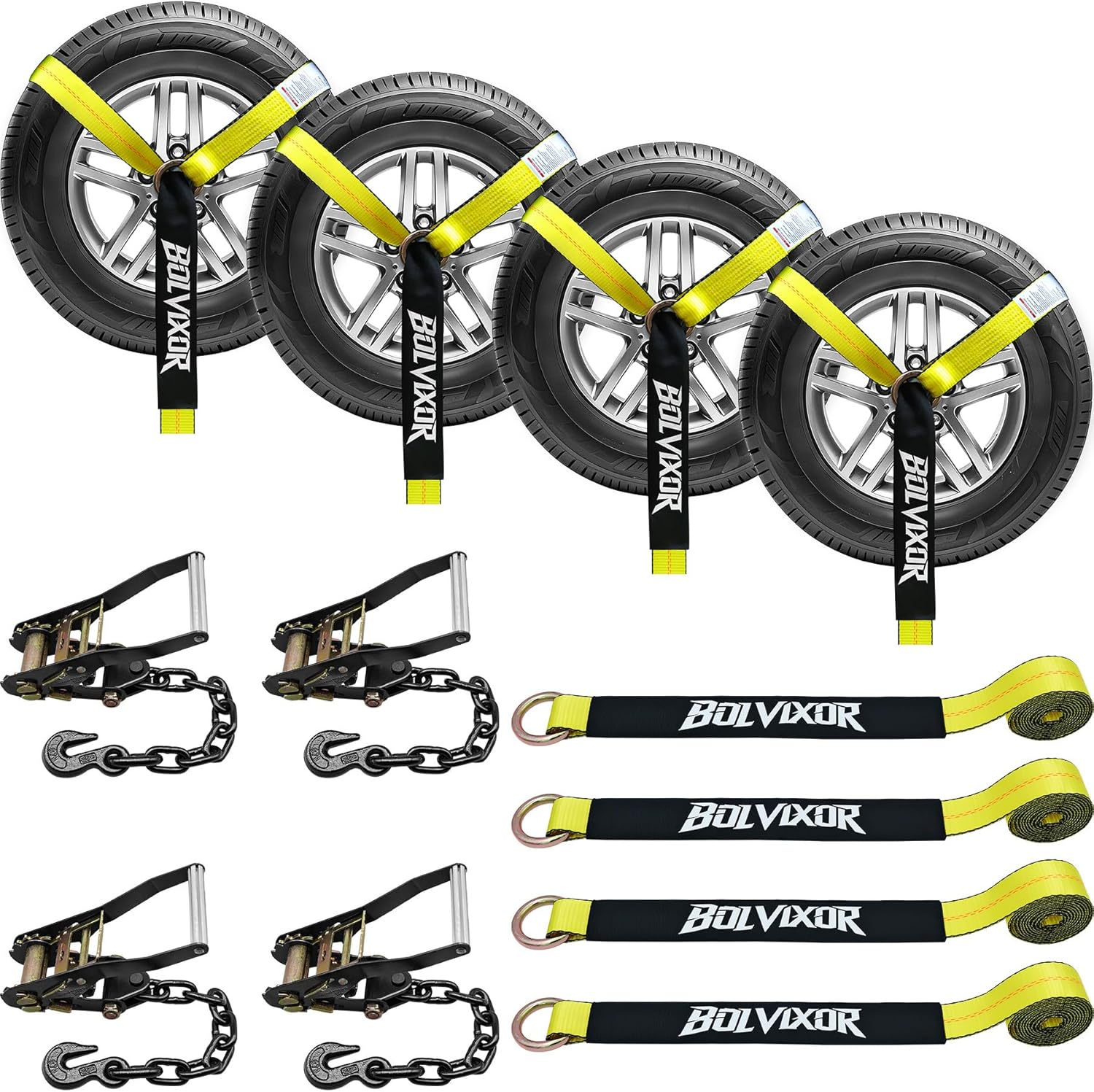 4 Pack Car Tie Down Straps for Trailers - Heavy Duty 9900LBS