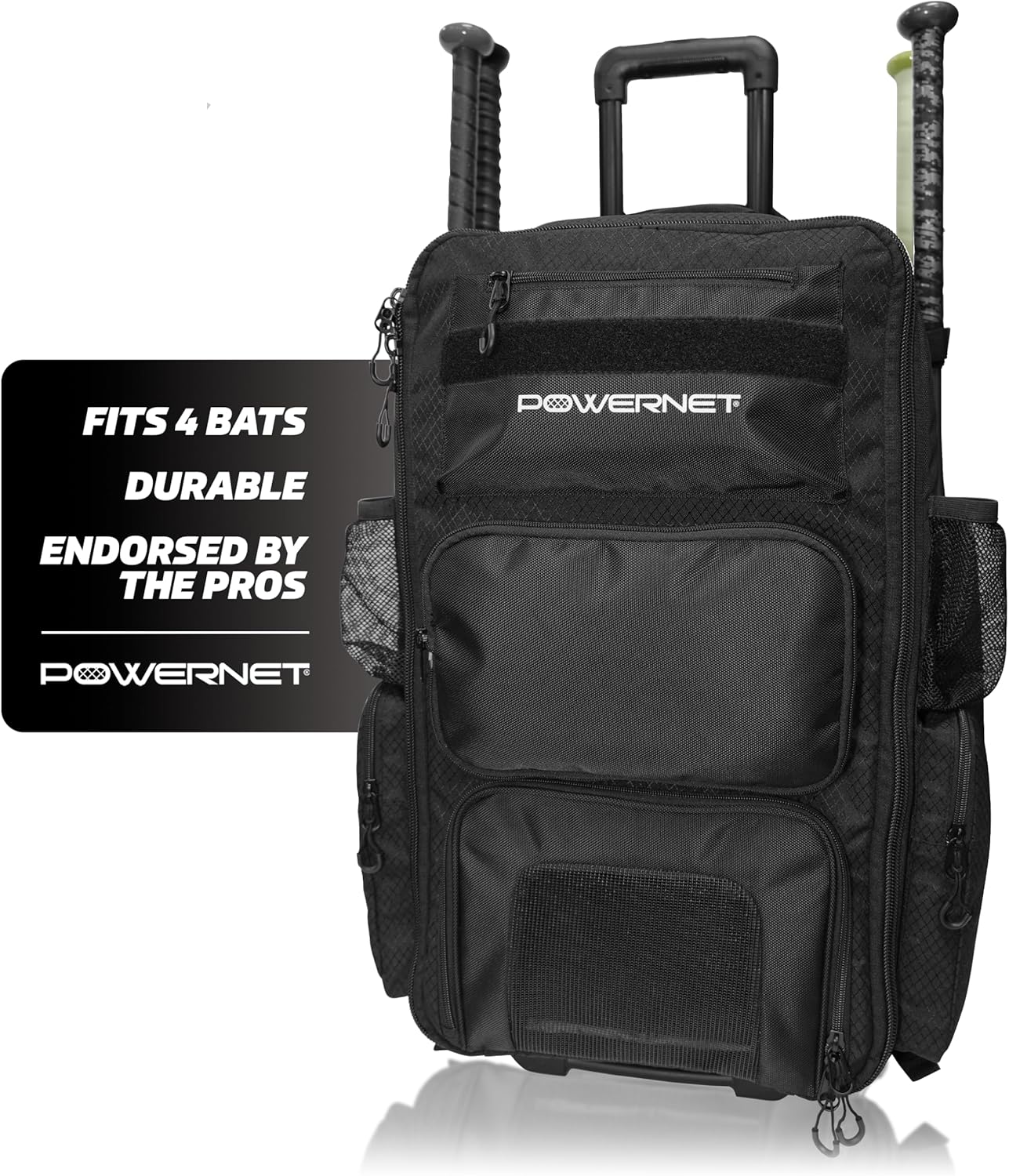 PowerNet Odyssey Softball Baseball Bag with Rolling Backpack Design