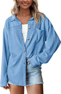 PRETTYGARDEN Women's Button Down Shirt - Lightweight Oversized Shacket