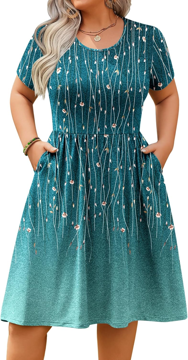 IN'VOLAND Plus Size Summer Dress with Pockets for Women