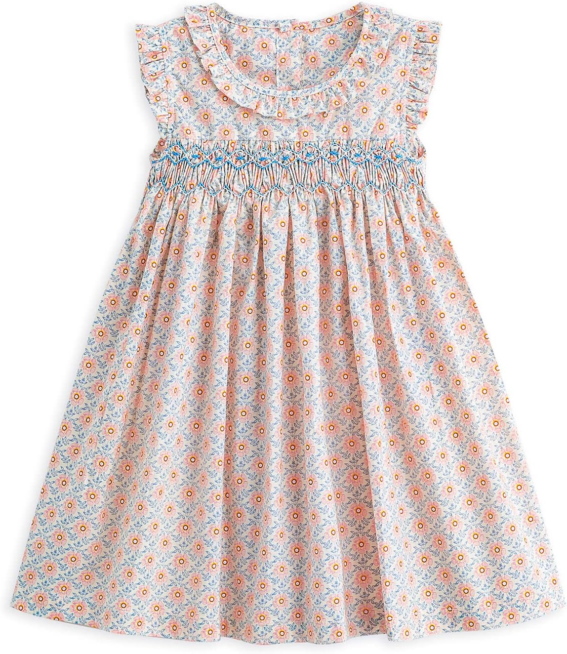 Curipeer Little Girls Summer Dress Floral Cotton Casual Outfit