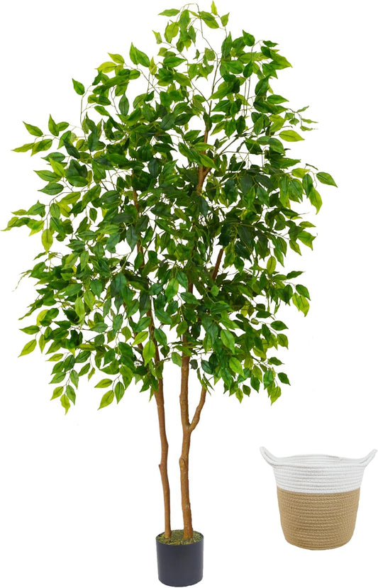 6ft Tall Artificial Ficus Tree for Indoor Outdoor Decor