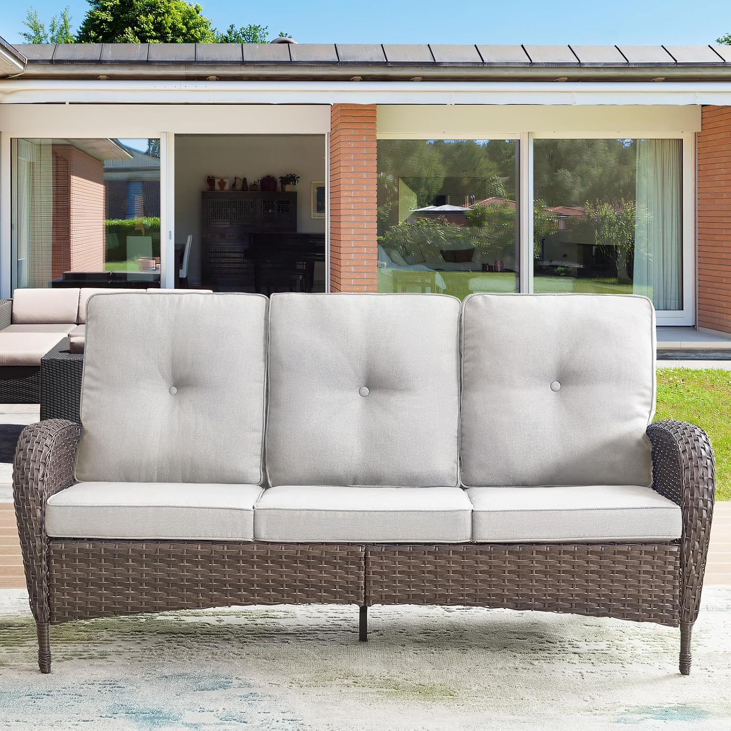 HUMMUH Outdoor Patio Couch with Thick Cushions for Comfort