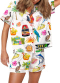 SHESHOW Funny Graphic Pajamas for Women Set - Soft Satin Short Sleeve