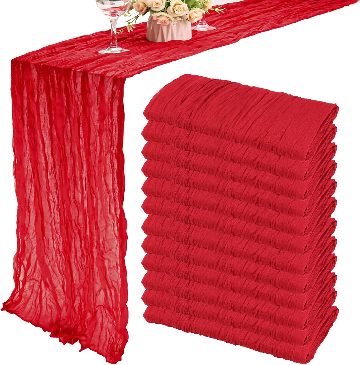 12 Pack 10Ft Cheesecloth Table Runner for Elegant Events
