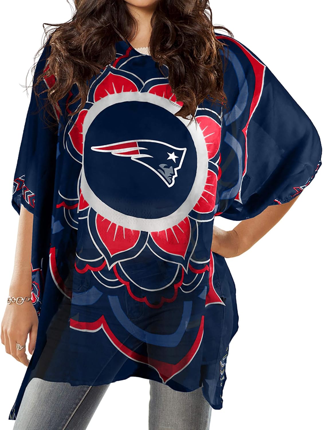 NFL Sheer Caftan with Flower Design - Perfect for Game Day