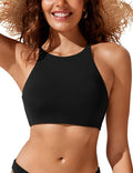 CRZ YOGA Womens High Neck Crisscross Back Bikini Top - Supportive Fit