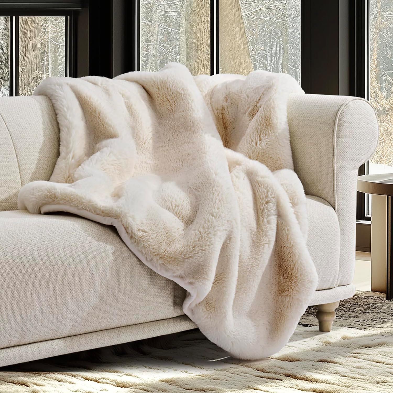 Luxury Soft Faux Chinchilla Fur Throw Blanket for Cozy Comfort