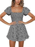 Floral Square Neck Smocked Romper for Stylish Summer Looks