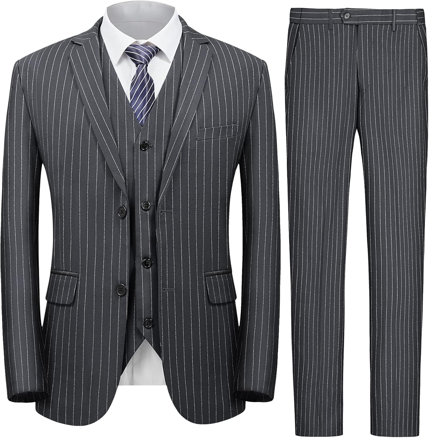 MAGE MALE Mens Pinstripe 3 Piece Suit for Elegant Occasions