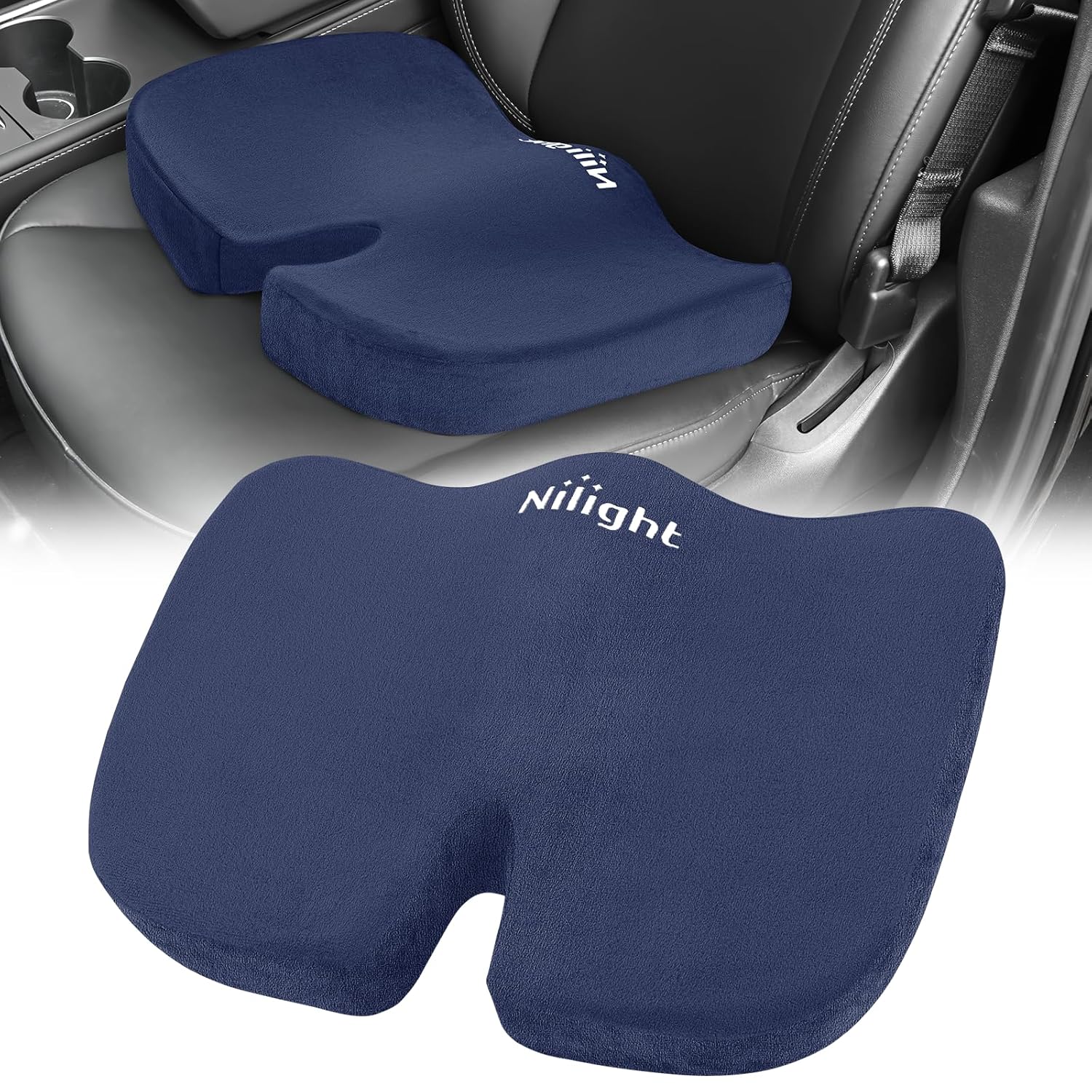 Nilight Car Seat Cushion Blue Velvet Gel Memory Foam Comfort