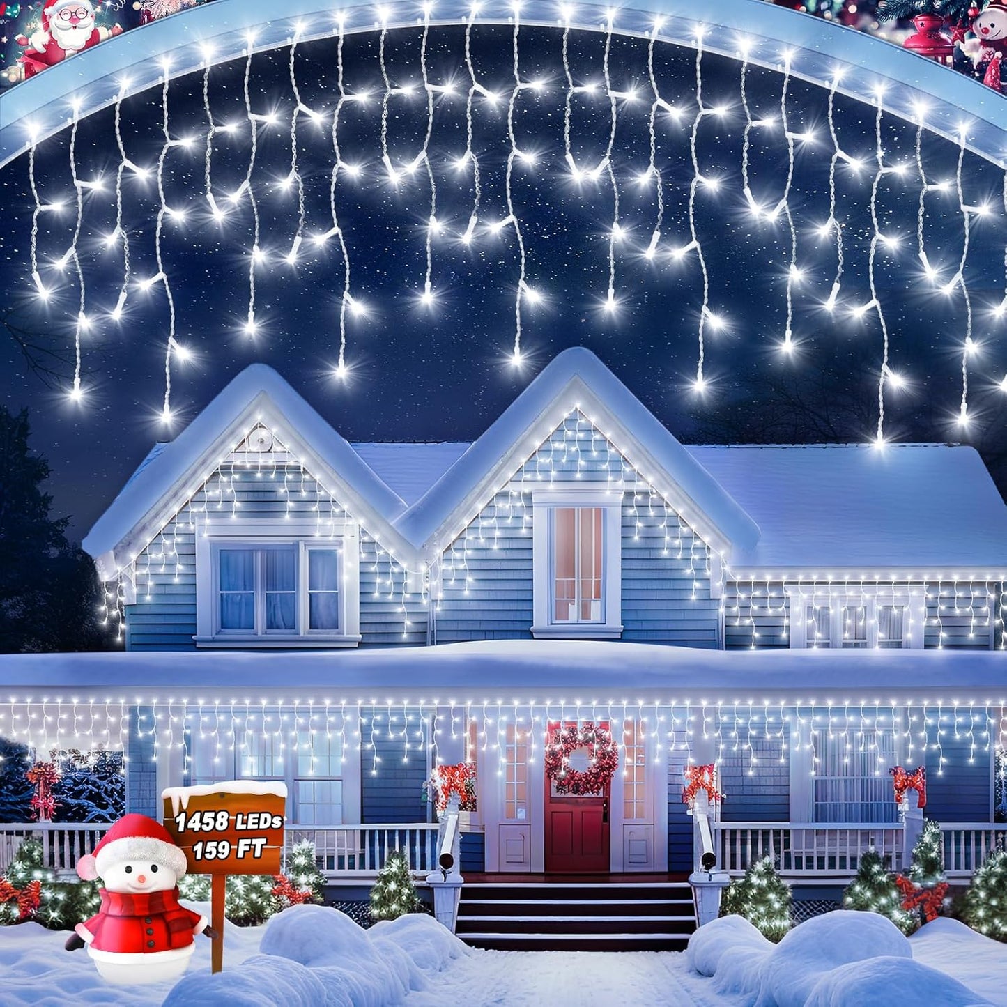 1458 LED 159 FT Outdoor Christmas Lights with Timer & Modes
