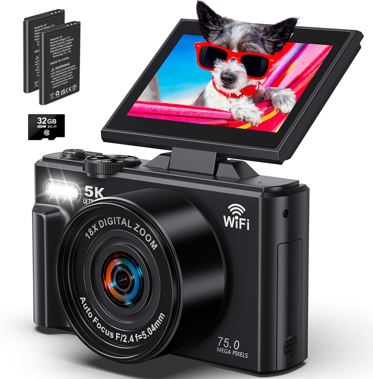 Pro Vlog Camera with 75MP & 18X Zoom