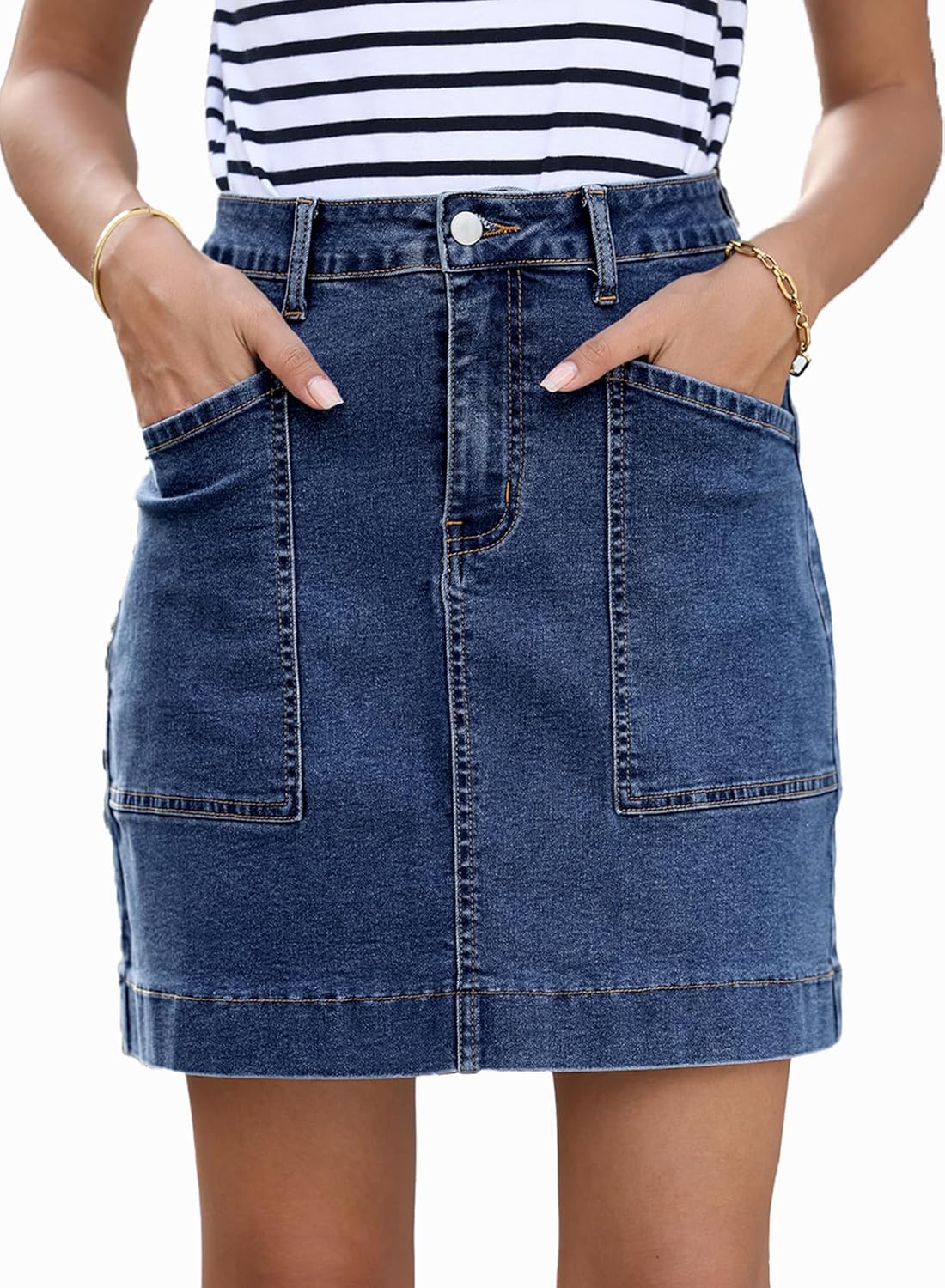 High Waisted Jean Skirt for Women - Casual Summer Denim Style