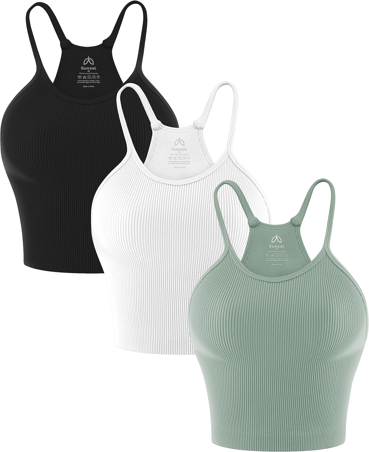 Sunzel Free to Be Tank - Seamless Ribbed Crop Top for Yoga