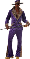 Pimp Costume for Men - Purple Crushed Velvet 70s Suit