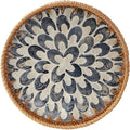 Round Rattan Tray with Mother of Pearl Inlay - Versatile Table Tray