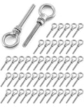 Threaded Eyebolts 1/4 in x 2 in Stainless Steel 50 Pack - Marine Grade